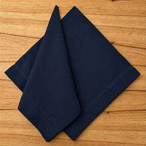 Guardanapo linho ponto Ajour azul marinho 44x44 cm