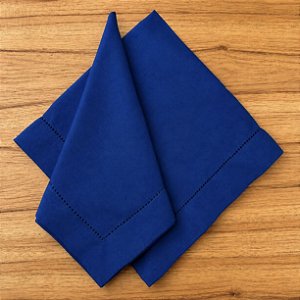 Guardanapo linho ponto Ajour azul royal 44x44 cm