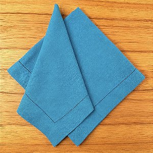 Guardanapo linho ponto Ajour azul turquesa 44x44 cm