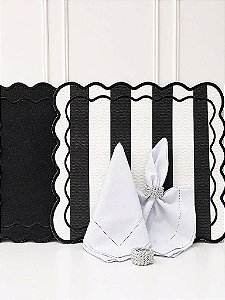 Kit mesa posta americano courino retangular preto (Compre por número lugares)