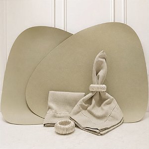 Kit mesa posta americano orgânico Ravena areia (compre por número de lugares)