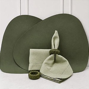 Kit mesa posta americano orgânico Ravena oliva (compre por número de lugares)