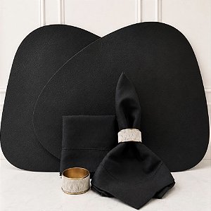 Kit mesa posta americano orgânico Ravena preto (compre por número de lugares)