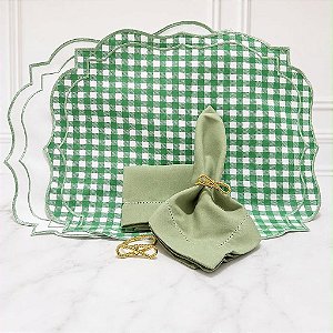 Kit mesa posta americano retangular quadriculado verde (compre por número de lugares)
