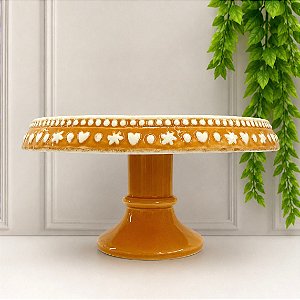 PORTA BOLO BASE FLOCO DE NEVE BEGE