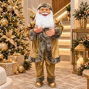 PAPAI NOEL EM PÉ DOURADO