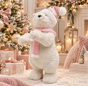 ENFEITE URSO POLAR ROSE