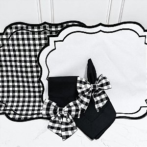 Kit mesa posta Laço xadrez preto