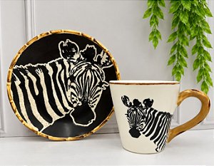 XÍCARA CHÁ ANIMAIS PRETO ZEBRA