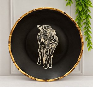 PRATO SOBREMESA ANIMAIS PRETO ZEBRA