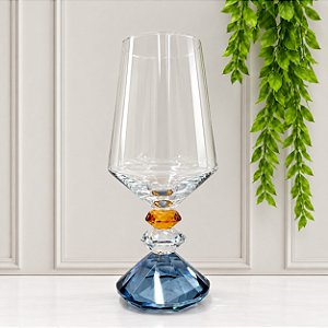 TAÇA DIAMOND 3 DIAMANTES CRISTAL AZUL/AMBAR