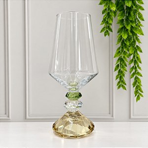 TAÇA DIAMOND 3 DIAMANTES CRISTAL VERDE/AMBAR
