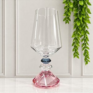 TAÇA DIAMOND 3 DIAMANTES CRISTAL AZUL/ROSA