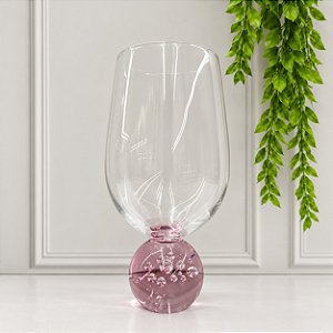 TAÇA VIDRO BASE ESFERA ROSA