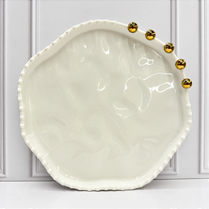 Bandeja Porcelana Esferas Douradas