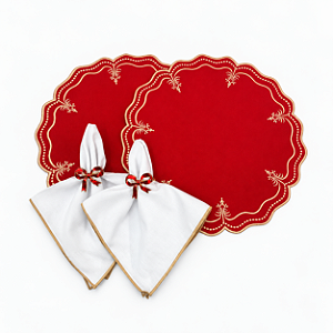 Kit mesa posta bordado dourado