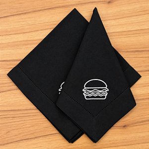 GUARDANAPO PRETO BORDADO HAMBURGUER 2