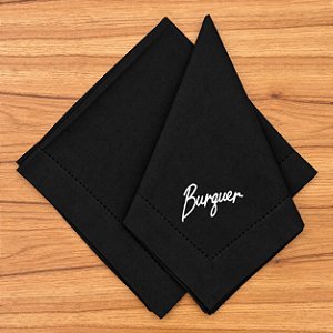 GUARDANAPO PRETO BORDADO HAMBURGUER 1