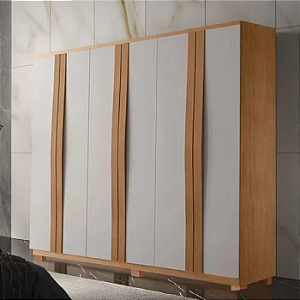 ROUPEIRO GRECIA 6 PORTAS C/ PES - NATUR/OFF WHITE/NATUR