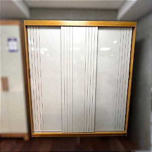 ROUPEIRO OSLO 3 PORTAS DE CORRER C/2 GAVETAS 6 PRAT C/PES - NATURALE/OFF WHITE