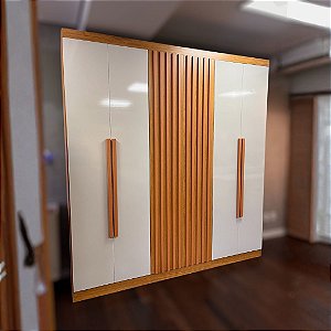 ROUPEIRO DENVER 6 PORTAS C/ PES - NATUR/OFF WHITE/NATUR