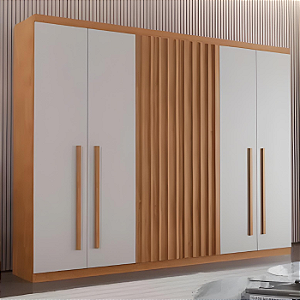 ROUPEIRO DENVER 6 PORTAS C/ PES - NATUR/OFF WHITE/NATUR