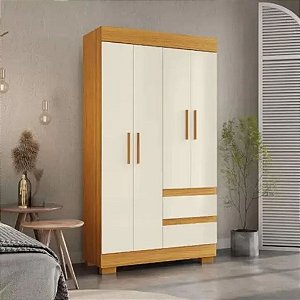 ROUPEIRO DE SOLTEIRO 4 PORTAS - CINAMOMO/OFF WHITE MAYA