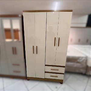 GUARDA ROUPA SOLTEIRO 100% MDF PALERMO OFF WHITE /NOGUEIRA