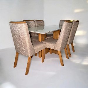 CONJ.MESA DORA 1600 C/06 CADEIRAS DORA-(25MM) - BGL02 CIN/OFF