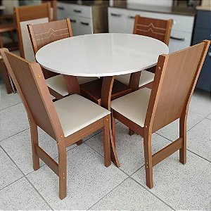 Conjunto de Mesa Redonda Ayla com 4 Cadeiras Elane