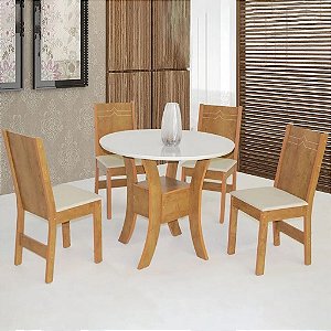 Conjunto de Mesa Redonda Ayla com 4 Cadeiras Elane