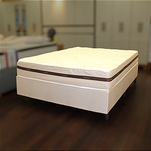 CAMA CASAL TULIPA PREMIUM- COLCHÃO + BASE - MOLAS LINHO MARFIM