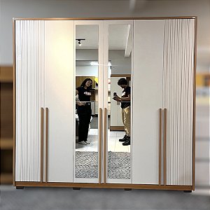 ROUPEIRO ATLANTA 6 PTS - COM ESPELHO CINAMO/OFF