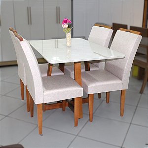 MESA MARIANA 1,20X0,80 C/04 CAD.OLIMPIA TAMPO LONDRES PLUS VDO OFF - TECIDO 178 CINAMOMO