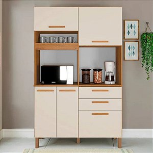 ARMARIO VIENA 5 PORTAS 100% MDF - CINAMOMO COM OFF WHITE