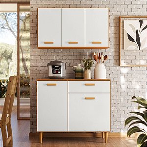 KIT COZINHA MODULADA ESTER - FREIJO COM OFF ACETINADO