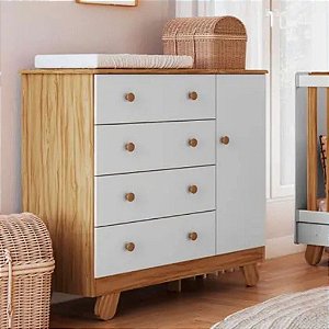COMODA PINGO 1 PT LISA - AMENDOA/BRANCO BRILHO