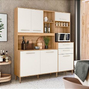 KIT COZINHA SALSA - FREIJO/OFF WHITE CRISTAL PTA FECHADA