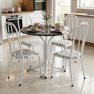MESA MADRI RED 4 CADEIRAS LUXO BRANCA