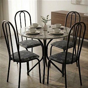 MESA MADRI RED - 4 CADEIRAS LUXO PRETA