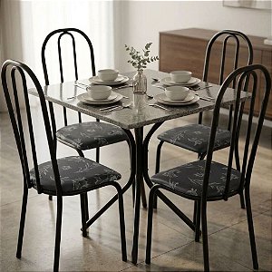 MESA MADRI RED - 4 CADEIRAS LUXO PRETA