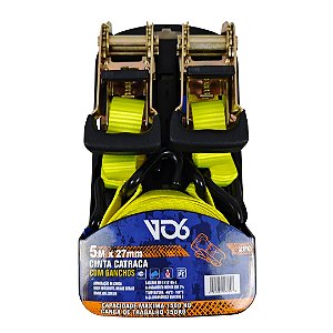 Kit com 2 Cintas com Catraca 27mm x 5m – Gancho Tipo J – 750kg