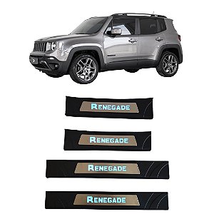 Soleira LED Jeep Renegade 2017 a 2025 – Aço Escovado com Iluminação Azul
