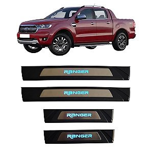 Soleira LED Premium para Ford Ranger 2016 a 2022 – Aço Inox Escovado