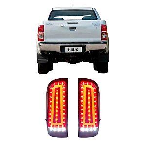 Lanterna Traseira Full LED Emotion Fumê Toyota Hilux 2005 a 2015