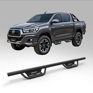 Estribo Lateral Tubular TX Toyota Hilux Cabine Dupla 2016-2025 Preto Fosco