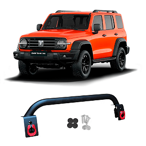 Nudge Bar Dianteiro GWM Tank 300 – Barra Tubular com Suporte para Faróis e Ganchos Vermelhos