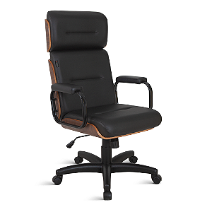 Cadeira Quebec Presidente, com bracos preto, base relax cor preta