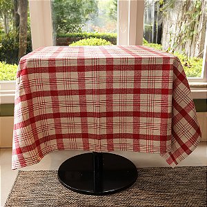 Toalha de Mesa Filomena Piquenique Xadrez Vermelho - Algodão, 145x145cm