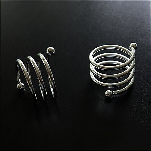 Porta Guardanapo de Tecido em Espiral - Metal Prata, 2 lugares